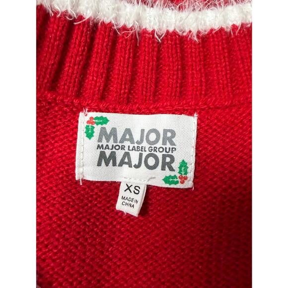 Major Label XS Red Christmas Flamingo Palm Tree Sweater Vest Holdiay Ugly EUC - Picture 7 of 10